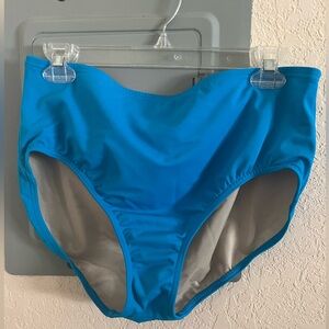Lands’ End Women’s Turquoise Swim High Waisted Control Tummy Bottoms. Size 12.